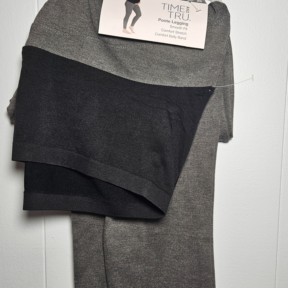 Maternity Time and Tru Charcoal and Black Ponte Leggings